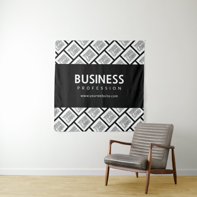 Your Logo Tiled Pattern & Editable Business Name  Tapestry (In Situ)