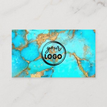 Your Logo Turquoise Background Business Card by amoredesign at Zazzle