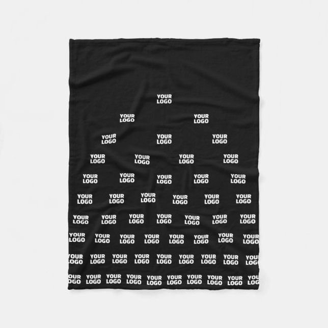 Your Logo Unique Arch Pattern | Black (editable) Fleece Blanket (Front)
