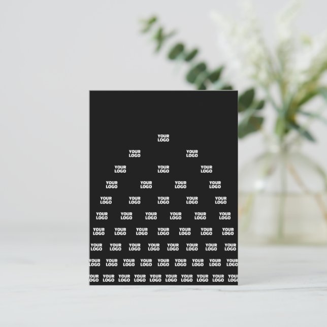 Your Logo Unique Arch Pattern | Black (editable) Postcard (Standing Front)