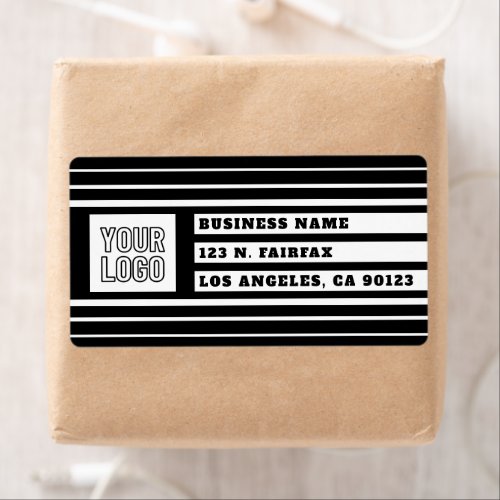 Your Logo Unique Geometric Stripes  Black  White Label