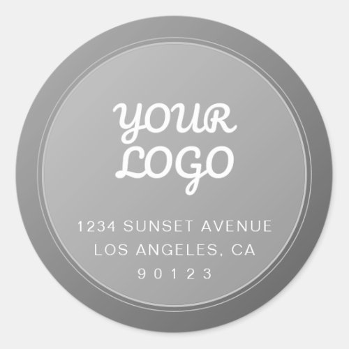 Your Logo Unique Grey Gradient Return Address Classic Round Sticker