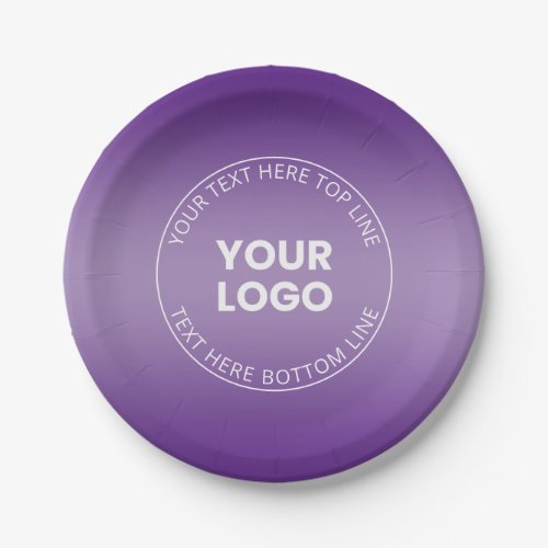 Your Logo wEditable Any Color Gradient  Paper Plates