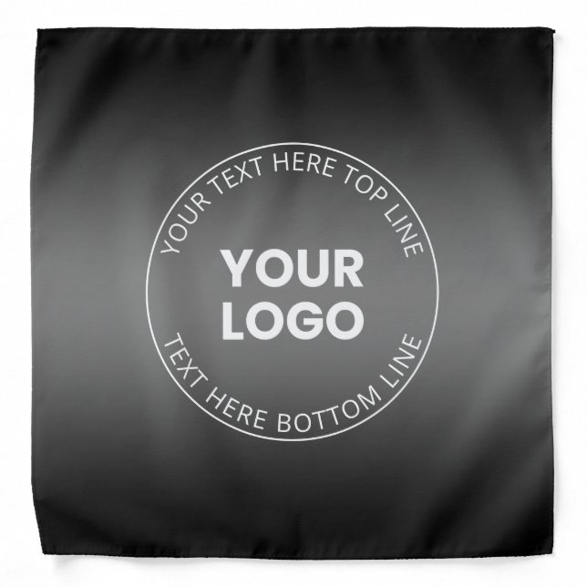 Your Logo w/Editable Black & White Gradient  Bandana (Front)