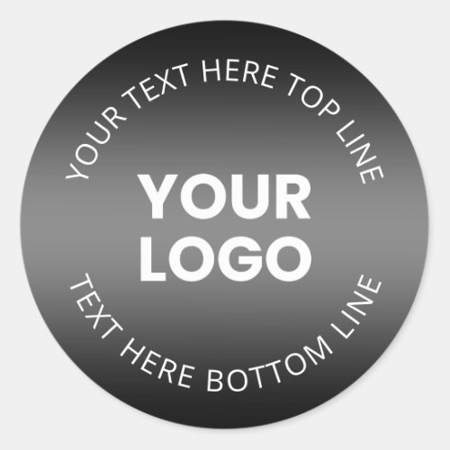 Your Logo wEditable Black  White Gradient  Classic Round Sticker