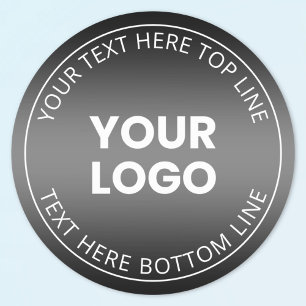 Your Logo w/Editable Black & White Gradient Classic Round Sticker