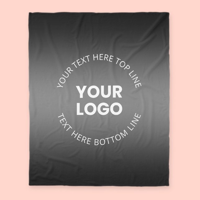 Your Logo w/Editable Black & White Gradient  Fleece Blanket (Creator Uploaded)