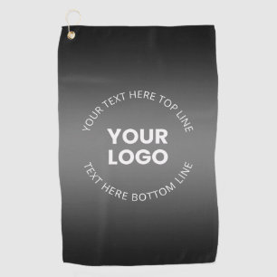 Your Logo w/Editable Black & White Gradient Golf Towel