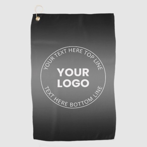 Your Logo wEditable Black  White Gradient  Golf Towel