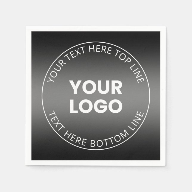 Your Logo w/Editable Black & White Gradient  Napkins (Front)