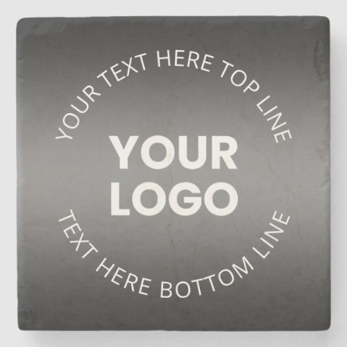 Your Logo wEditable Black  White Gradient  Stone Coaster