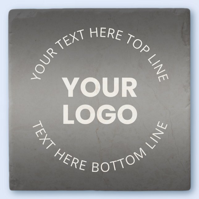 Your Logo w/Editable Black & White Gradient  Stone Coaster (Creator Uploaded)