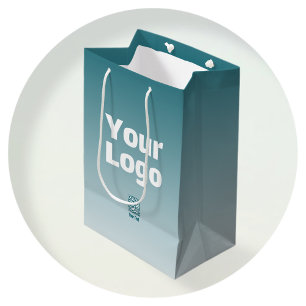 Your Logo w/Editable QR code & Gradient Ombre Medium Gift Bag