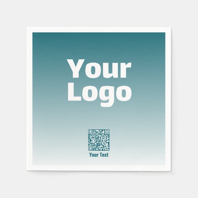 Your Logo w/Editable QR code & Gradient Ombre Napkins (Front)