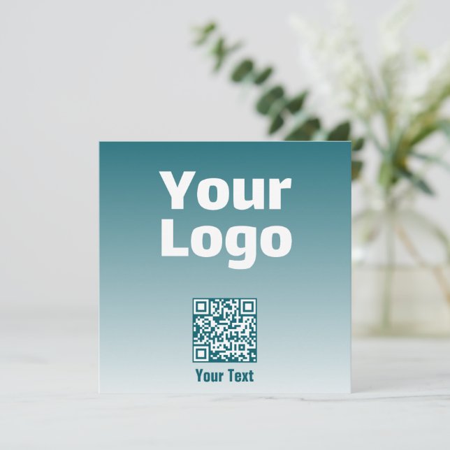 Your Logo w/Editable QR code & Gradient Ombre Note Card (Standing Front)
