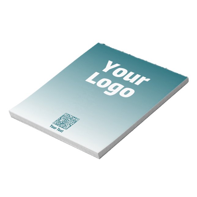 Your Logo w/Editable QR code & Gradient Ombre Notepad (Rotated)