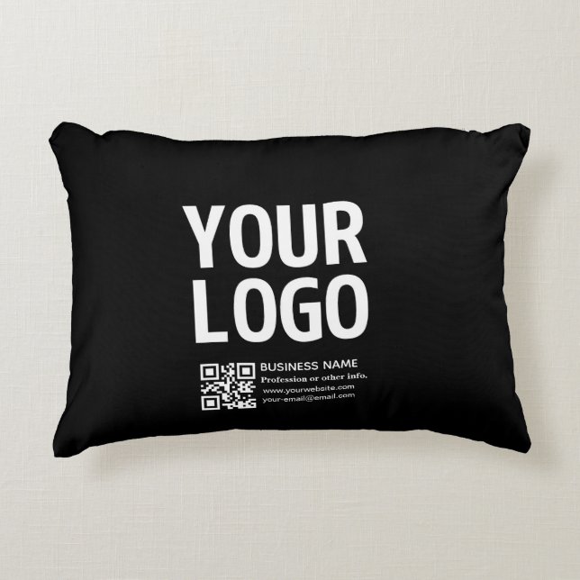 Your Logo w/Editable QR code & Text  Accent Pillow (Front)