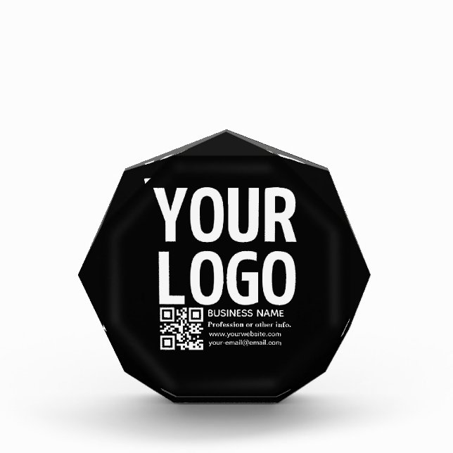 Your Logo w/Editable QR code & Text  Acrylic Award (Front)