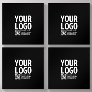 Your Logo w/Editable QR code & Text Acrylic Photo Tile