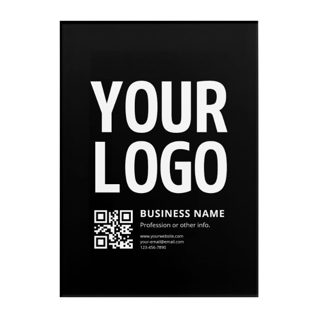 Your Logo w/Editable QR code & Text Acrylic Print (Front)