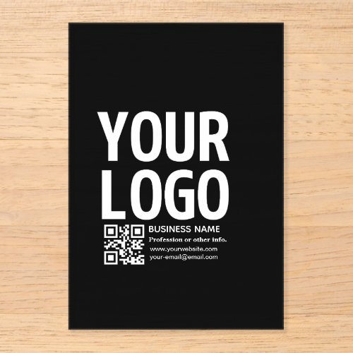 Your Logo w/Editable QR code & Text Acrylic Rsvp Card