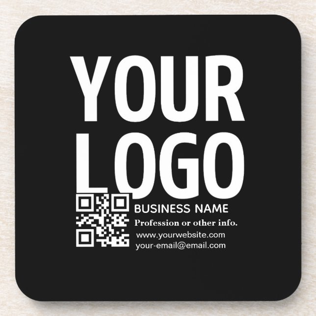 Your Logo w/Editable QR code & Text  Beverage Coaster (Front)