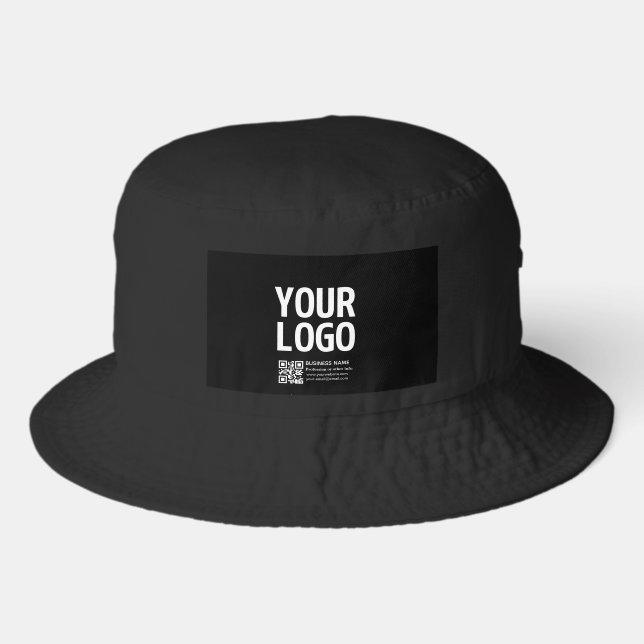 Your Logo w/Editable QR code & Text  Bucket Hat (Front)