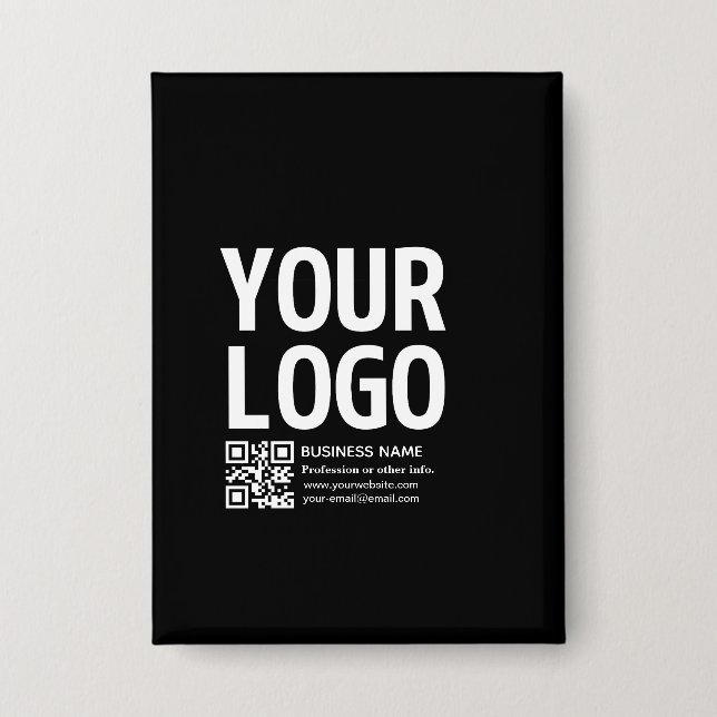 Your Logo w/Editable QR code & Text  Button (Front)