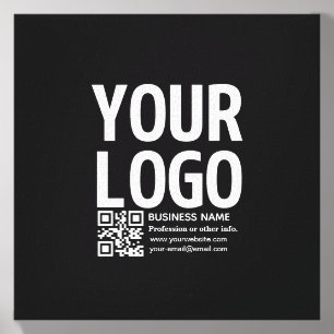 Your Logo w/Editable QR code & Text Canvas Photo Tile