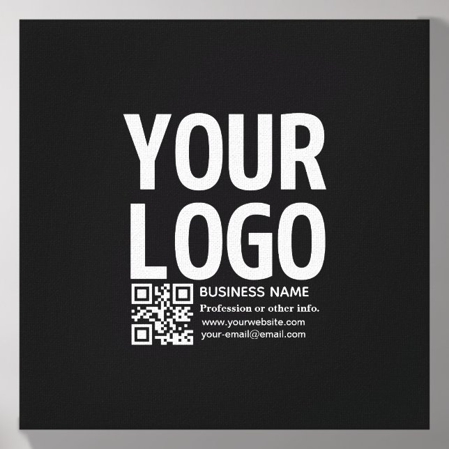 Your Logo w/Editable QR code & Text  Canvas Photo Tile (Front Set)