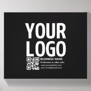 Your Logo w/Editable QR code & Text Canvas Photo Tile