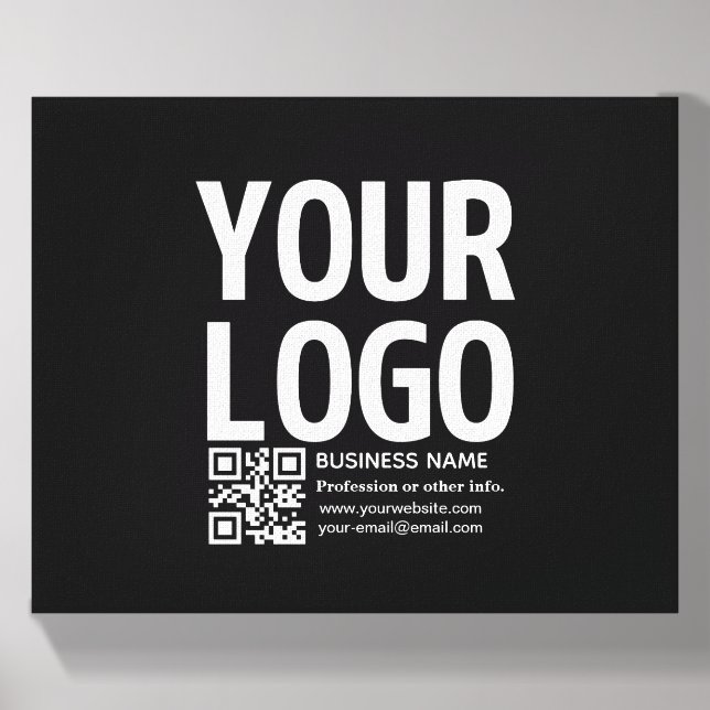 Your Logo w/Editable QR code & Text  Canvas Photo Tile (Front Set)