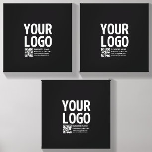 Your Logo w/Editable QR code & Text Canvas Photo Tile