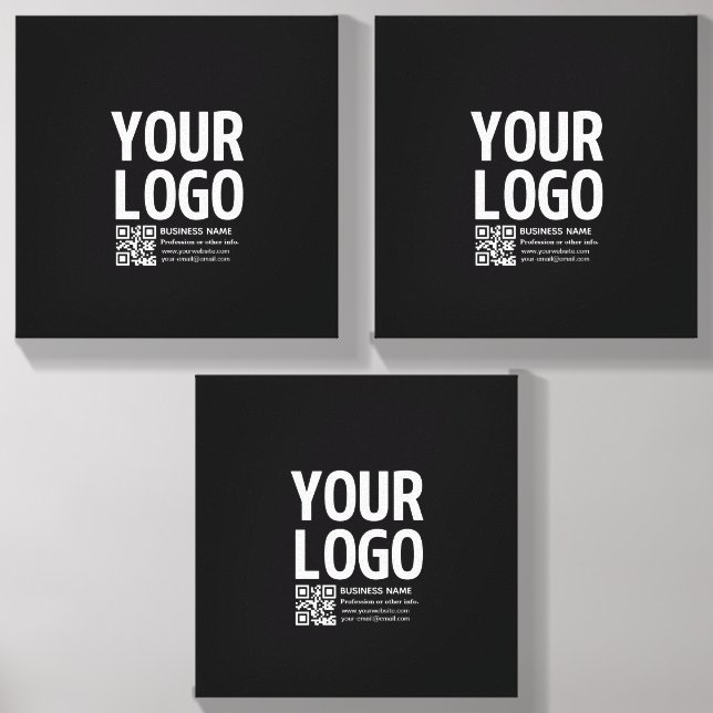Your Logo w/Editable QR code & Text  Canvas Photo Tile (Front Set)
