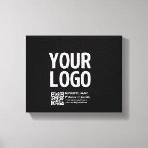 Your Logo w/Editable QR code & Text Canvas Print