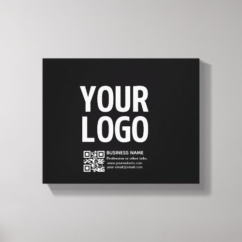 Your Logo w/Editable QR code & Text Canvas Print