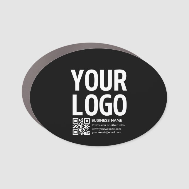 Your Logo w/Editable QR code & Text  Car Magnet (Front)