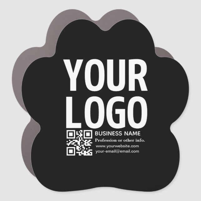 Your Logo w/Editable QR code & Text  Car Magnet (Front)