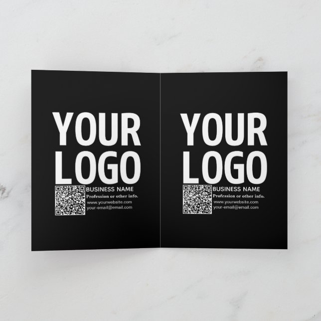 Your Logo w/Editable QR code & Text Card (Inside)