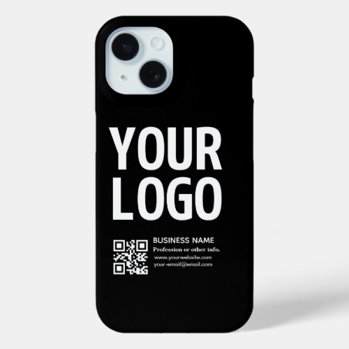 Your Logo w/Editable QR code & Text iPhone 15 Case