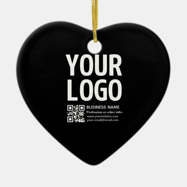 Your Logo w/Editable QR code & Text  Ceramic Ornament (Front)