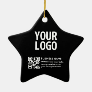 Your Logo w/Editable QR code & Text Ceramic Ornament