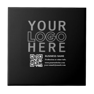 Your Logo w/Editable QR code & Text Ceramic Tile