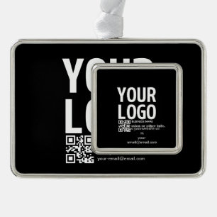 Your Logo w/Editable QR code & Text Christmas Ornament