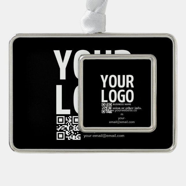 Your Logo w/Editable QR code & Text  Christmas Ornament (Front)