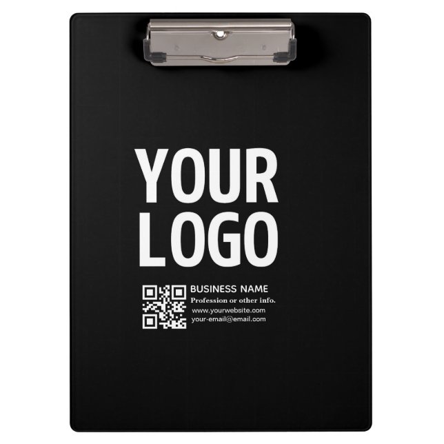 Your Logo w/Editable QR code & Text  Clipboard (Front)