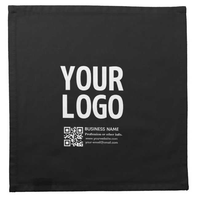 Your Logo w/Editable QR code & Text  Cloth Napkin (Front)