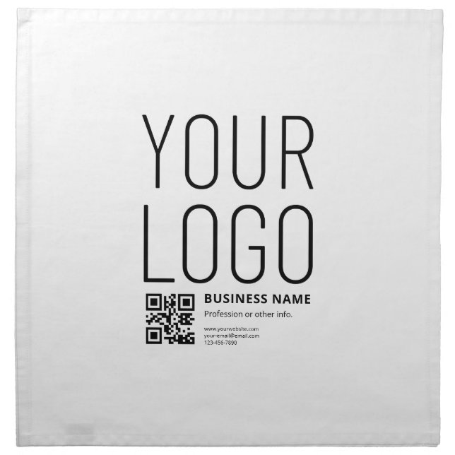 Your Logo w/Editable QR code & Text Cloth Napkin (Front)