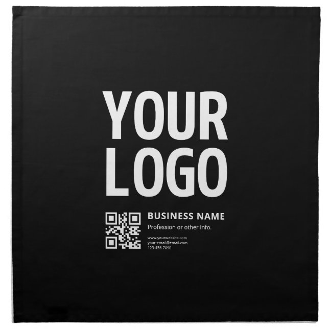 Your Logo w/Editable QR code & Text Cloth Napkin (Front)