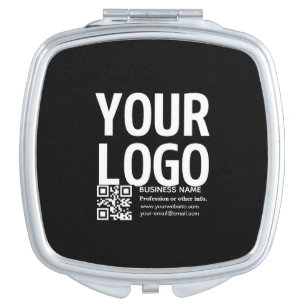 Your Logo w/Editable QR code & Text Compact Mirror